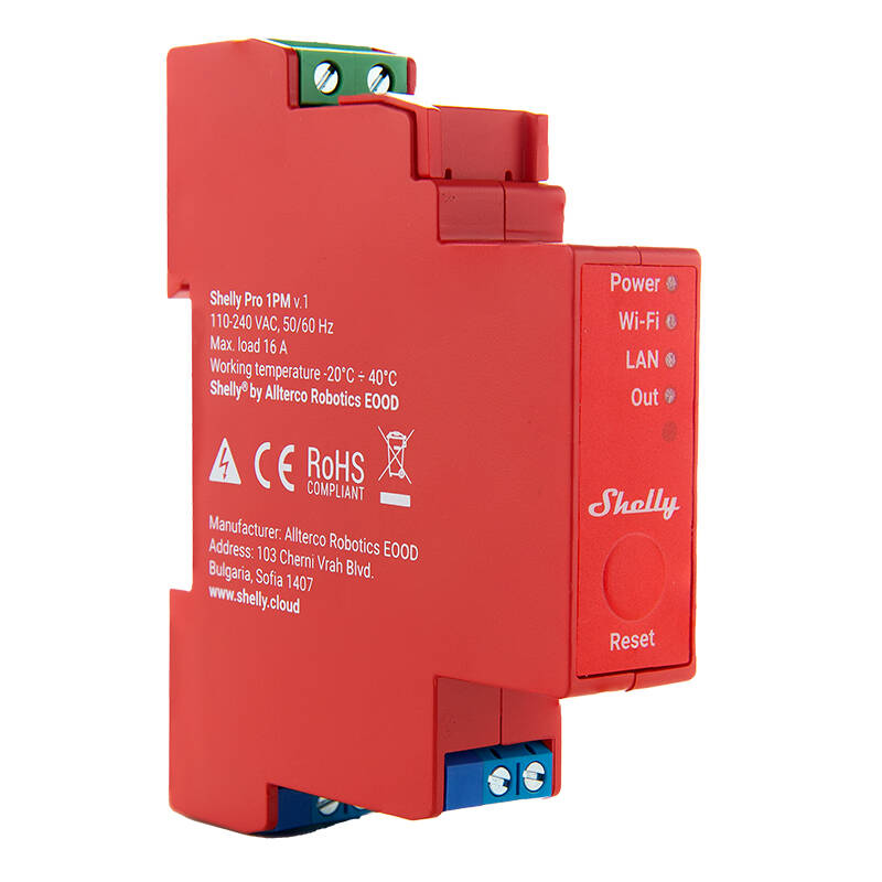 36100_2 Shelly Pro 1PM DIN Rail Switch with Power measurement, 1 channel, WiFi/LAN - Slika 2