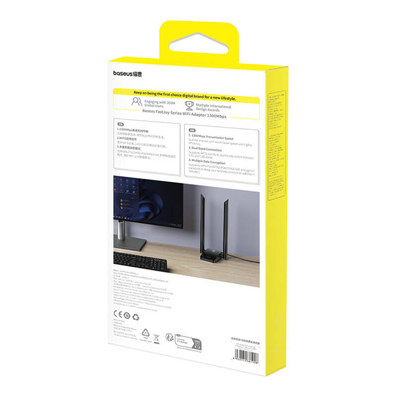 44547_5 Adapter WiFi Baseus FastJoy 1800Mbps (black) - Slika 8