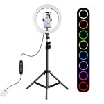 Tripod Mount Puluz 1,1m + 26cm RGBW LED Ring Vlogging PKT3044