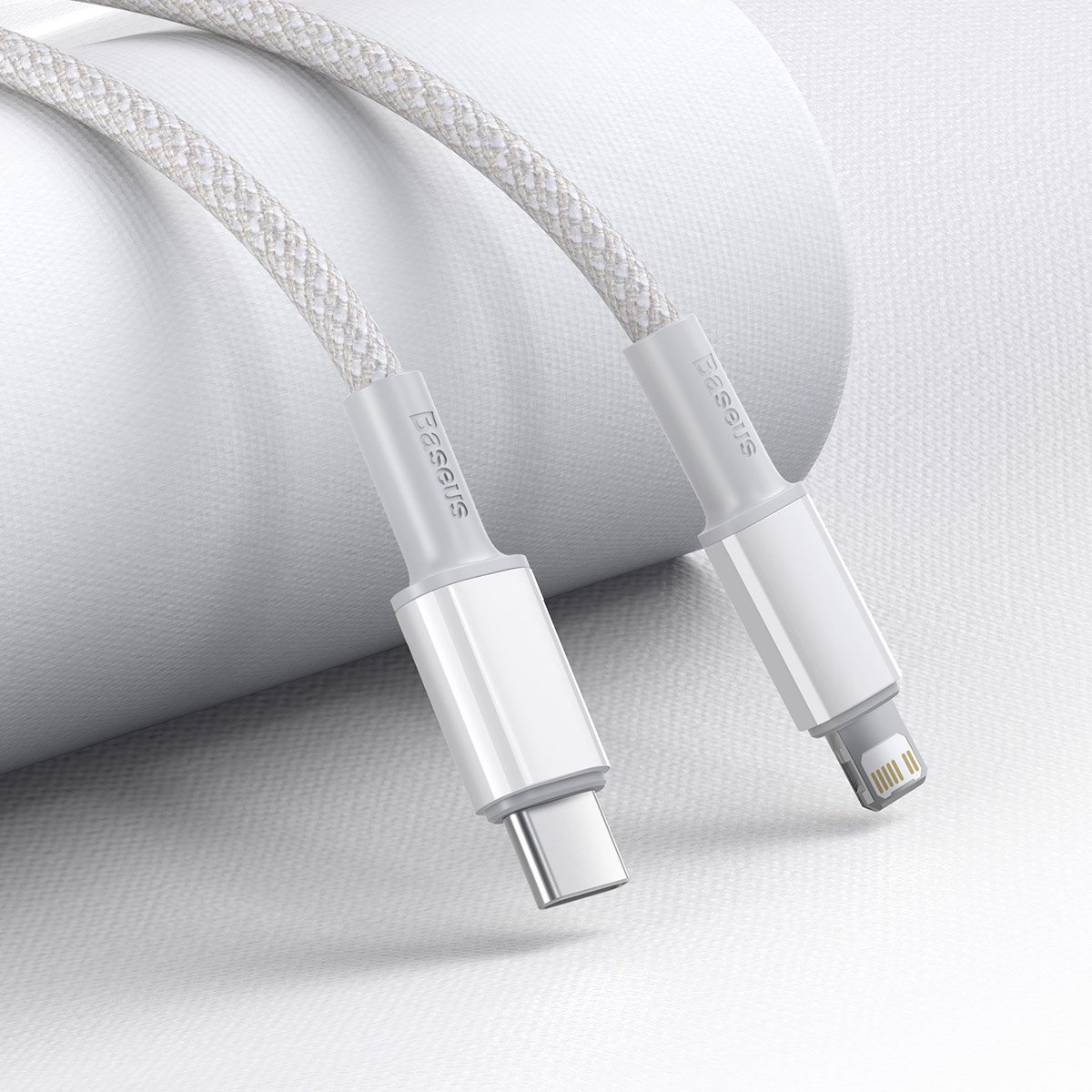 20198_4 USB-C to Lightning Baseus High Density Braided Cable, 20W, PD, 2m (white) - Slika 4