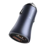 Ładowarka samochodowa Baseus Golden Contactor Pro, 2x USB, 40W (szara) + kabel USB do USB-C 1m (czarny) - Slika 6