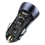 Ładowarka samochodowa Baseus Golden Contactor Pro, 2x USB, 40W (szara) + kabel USB do USB-C 1m (czarny) - Slika 7