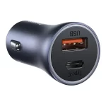 Ładowarka samochodowa Baseus Golden Contactor Pro, USB + USB-C, QC4.0+, PD, SCP, 40W (szara) + kabel USB do USB-C 1m (czarny) - Slika 4