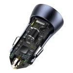 Ładowarka samochodowa Baseus Golden Contactor Pro, USB + USB-C, QC4.0+, PD, SCP, 40W (szara) + kabel USB do USB-C 1m (czarny) - Slika 6