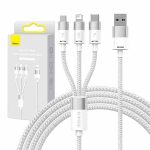 3in1 USB cable Baseus StarSpeed Series, USB-C + Micro + Lightning 3,5A, 1.2m (White) - Slika 7