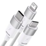 3in1 USB cable Baseus StarSpeed Series, USB-C + Micro + Lightning 3,5A, 1.2m (White) - Slika 3