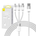 3in1 USB cable Baseus StarSpeed Series, USB-C + Micro + Lightning 3,5A, 1.2m (White)