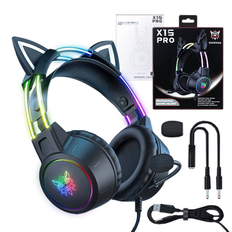 38115_2 ONIKUMA X15 PRO Gaming headset Cat (Black) - Slika 2