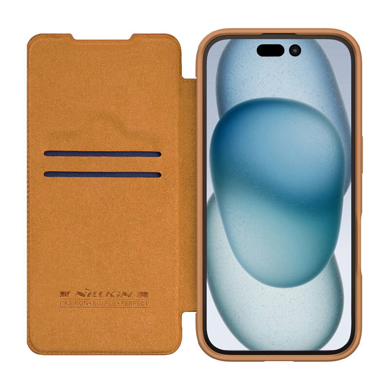 46652_4 Etui Nillkin Qin Prop Leather iPhone 16 (brązowy) - Slika 4