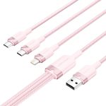 USB 2.0 A to 3in1 3A cable Vention CTPPG 1.5M (pink) - Slika 2