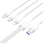 USB 2.0 A to 3-in-1 6A cable Vention CTRWG 1.5M (white) - Slika 2