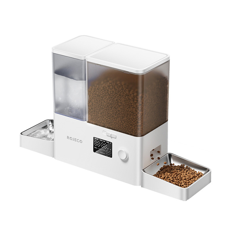 50778_1 Rojeco 2 in 1 Pet Water Fountain 3.5L & Feeder 5L Button Verson (white) - Slika 1