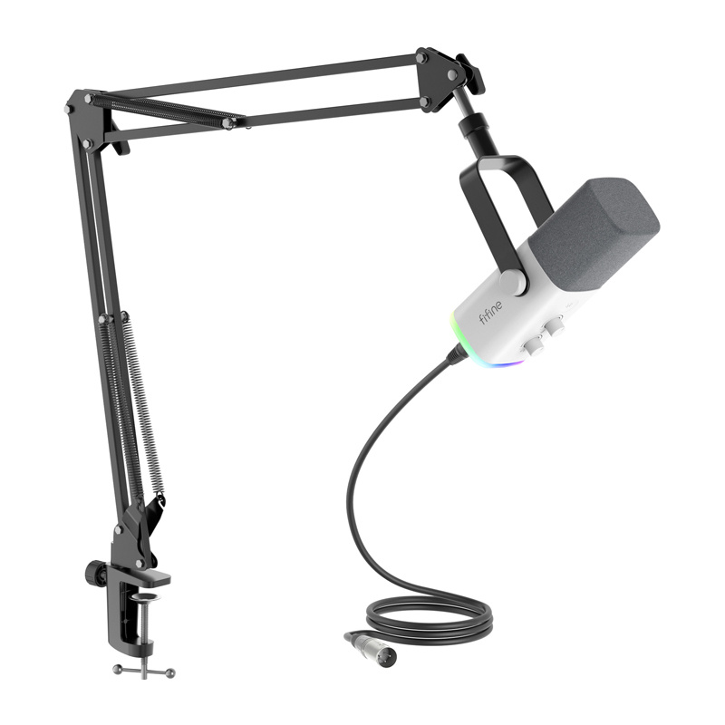 55769_3 Fifine AM8TW gaming microphone with boom arm (white) - Slika 3