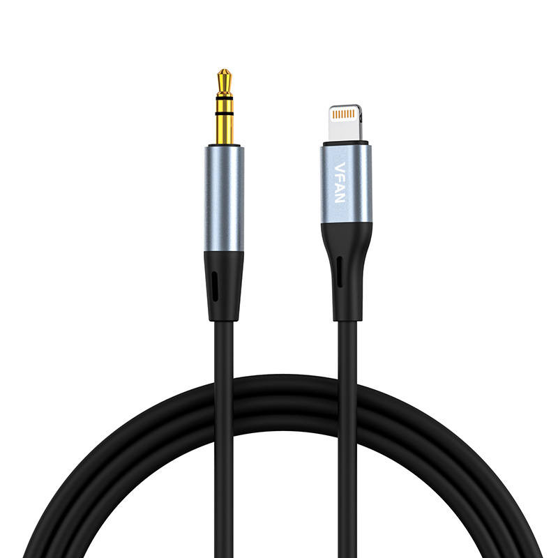 25448_1 Cable VFAN L05 Lightning to mini jack 3.5mm AUX, 1m (gray) - Slika 1