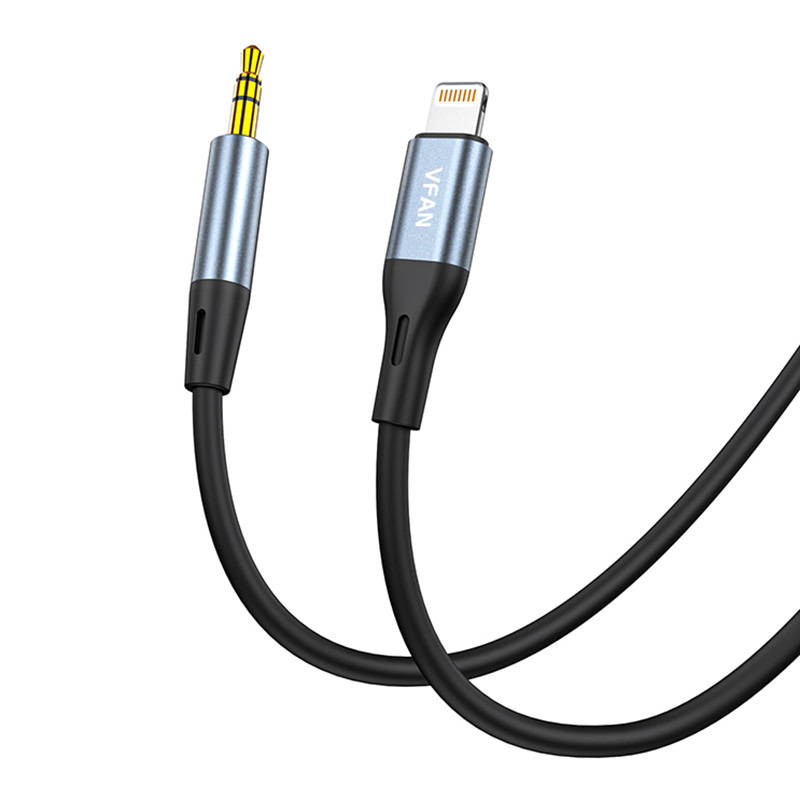 25448_4 Cable VFAN L05 Lightning to mini jack 3.5mm AUX, 1m (gray) - Slika 4